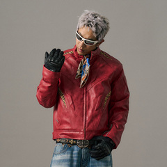 【年终 粉丝福利】s45 豹纹拼皮结构夹克机车服外套男士冬季上衣