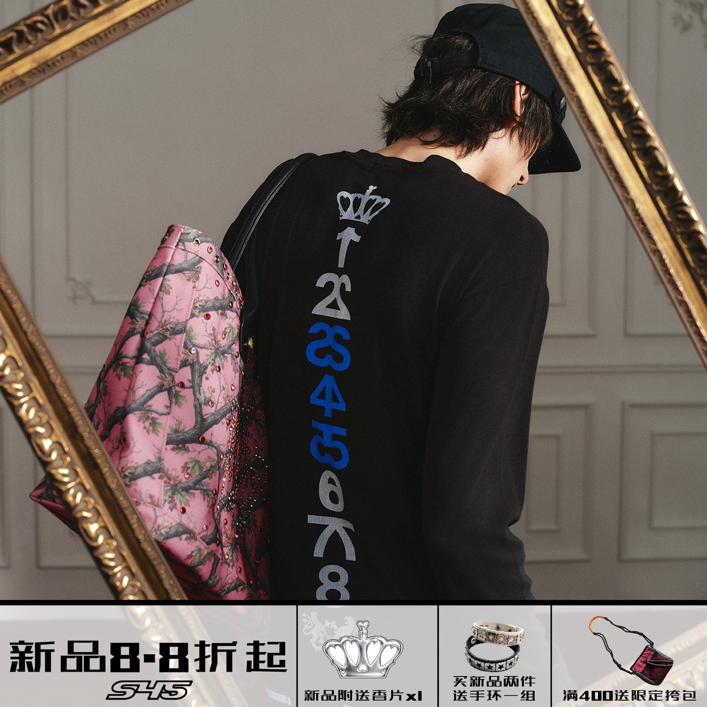 S45复古皇室印花修身收腰长袖图片
