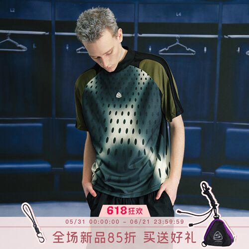 S45渐变波点网眼足球训练服短袖