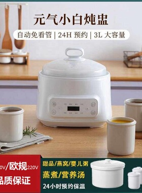 美国日本欧规110V电炖盅隔水炖家用煲汤陶瓷电炖盅double boiler