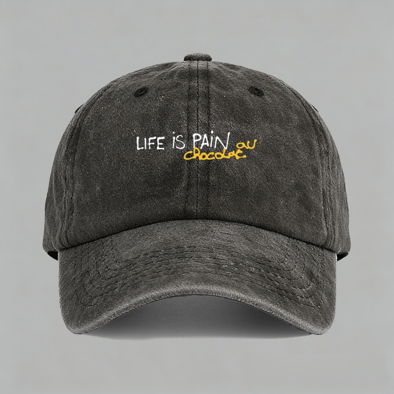life is pain au chocolat法式巧克力面包法语棒球帽做旧鸭舌帽子