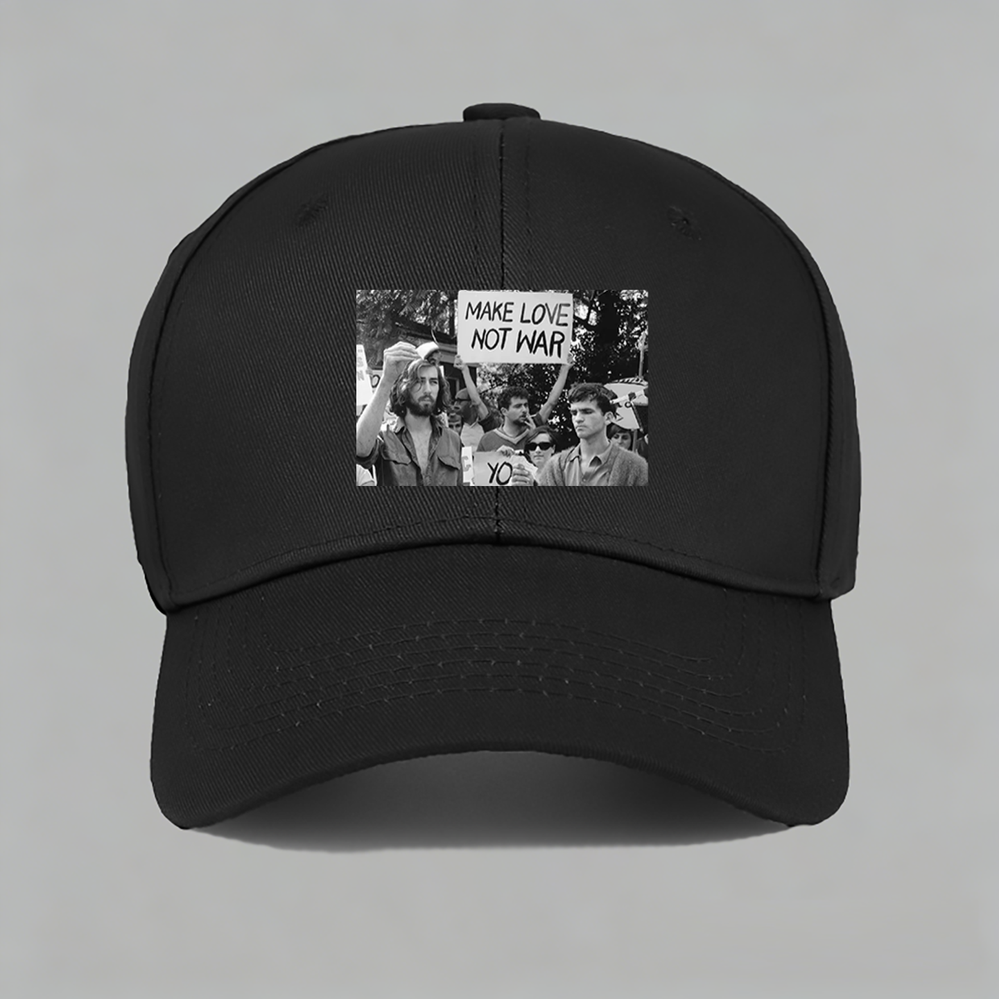 make love not war要爱不要战争反战标语和平棒球帽子水洗鸭舌帽