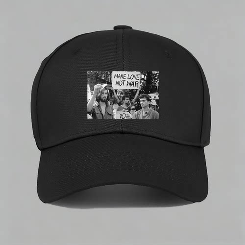 make love not war要爱不要战争反战标语和平棒球帽子水洗鸭舌帽