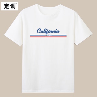 California at 1920欧美复古加利福尼亚文字纯棉短袖T男女童定制