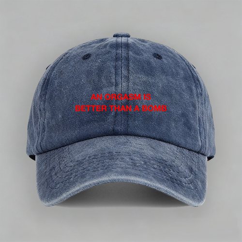 an orgasm is better than a bomb 反战设计棉棒球帽做旧鸭舌帽子