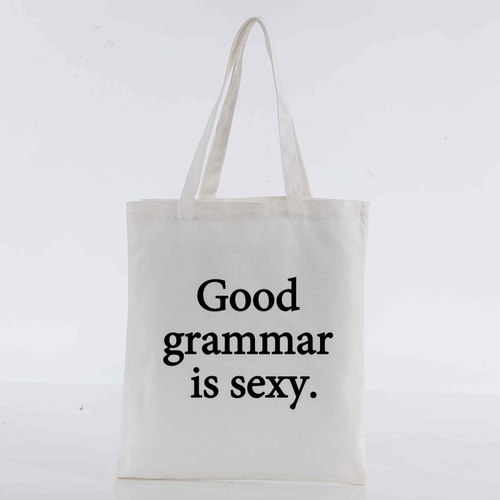 Good grammar is sexy dualipa啪姐藏蓝字母纯棉帆布包