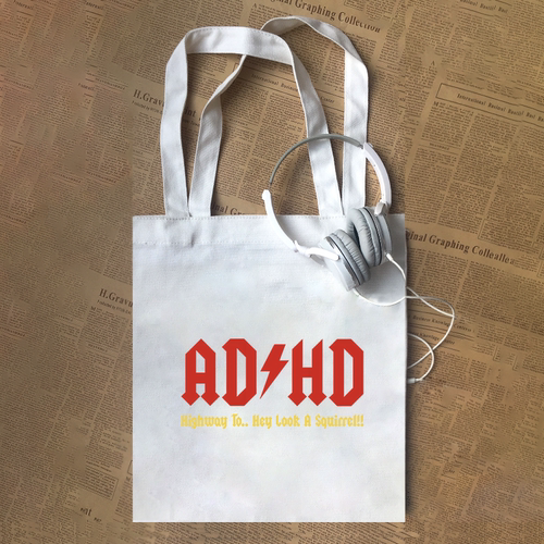ADHD Highway to squirrel创意趣味文字帆布包定制