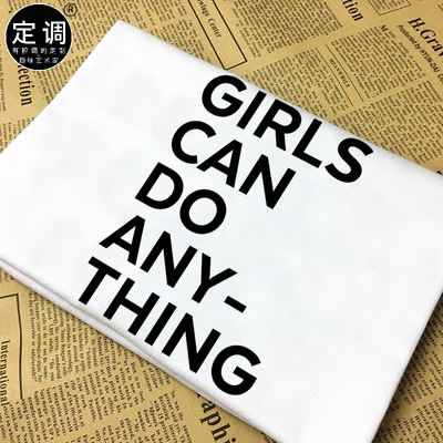 girls can do anything欧美字母女权主义slogan口号短袖t恤女童装