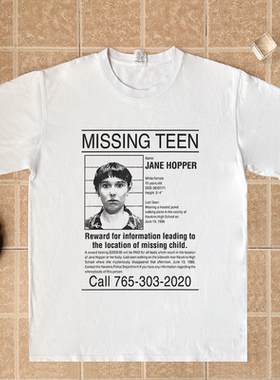 missing 11 Stranger Things 失踪寻人启事海报怪奇物语短袖T恤衫