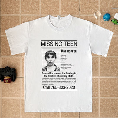 missing 11 Stranger Things 失踪寻人启事海报怪奇物语短袖T恤衫