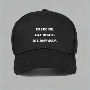 DIE RIGHT ANYWAY锻炼吃饭棒球帽水洗做旧鸭舌帽子 EAT EXERCISE
