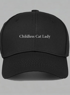Childless cat lady always 猫奴女铲屎官棒球帽做旧鸭舌帽子