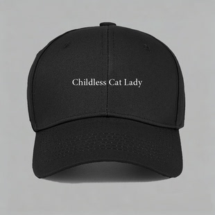 always lady 猫奴女铲屎官棒球帽做旧鸭舌帽子 cat Childless