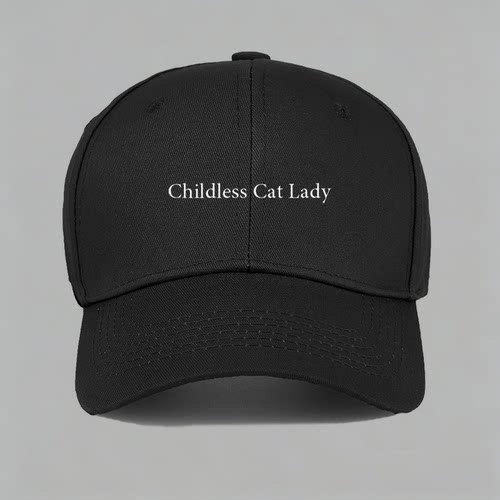 Childless cat lady always 猫奴女铲屎官棒球帽做旧鸭舌帽子