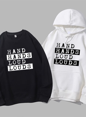 hand hands loud louds旱的旱死涝的涝死英语谐音圆领卫衣帽衫diy