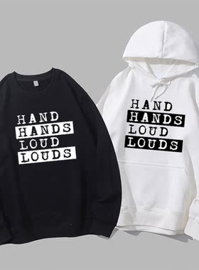 hand hands loud louds旱的旱死涝的涝死英语谐音圆领卫衣帽衫diy