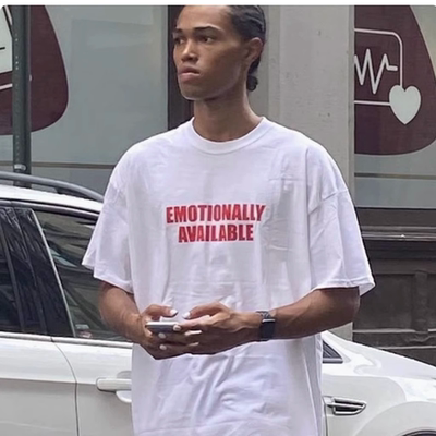 emotionally available趣味英文短袖T恤夏季纯棉半袖潮男女小众白