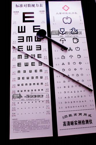 儿童水果动物图形测试 E字卡通挂图案画 国际标准对数视力表挂图