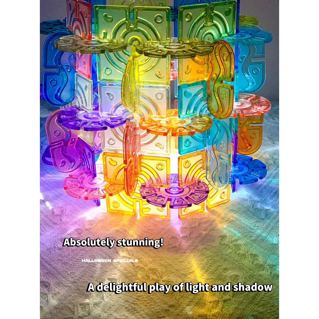 瑞吉欧光影雪花片透光彩色拼插益智早教儿童玩具reggio - 实物图
