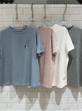 欧洲站2026春季新款洋气百搭圆领单口袋休闲短袖套头T恤女261012