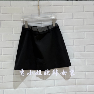 洋气百搭拼色高腰显瘦短款 半身裙A字裙女527 新款 欧洲站2026春季