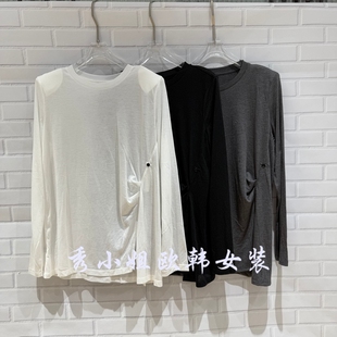 T恤女打底衫 欧洲站2026春季 百搭圆领扭结长袖 JVC时尚 潮26564 新款