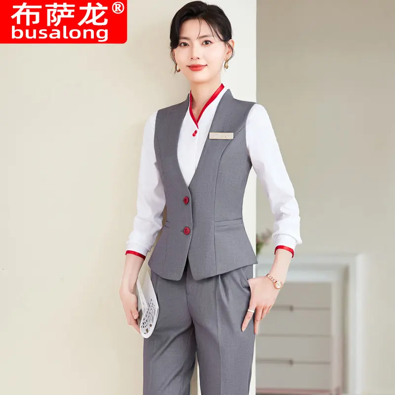 酒店前台职业套装女2024年气质商务西装餐厅服务员领班经理工作服