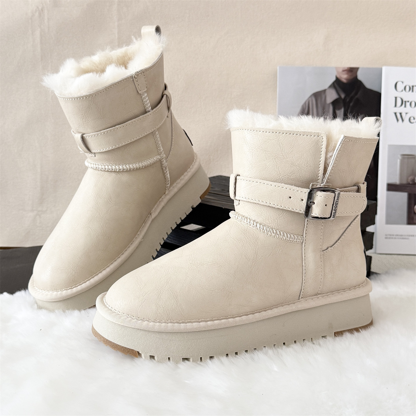2025冬季新款防水雪地靴女厚底增高羊毛一体真皮加厚保暖棉靴休闲,女鞋,时尚雪地靴,淘宝优惠券,粉丝福利购,淘宝优惠卷