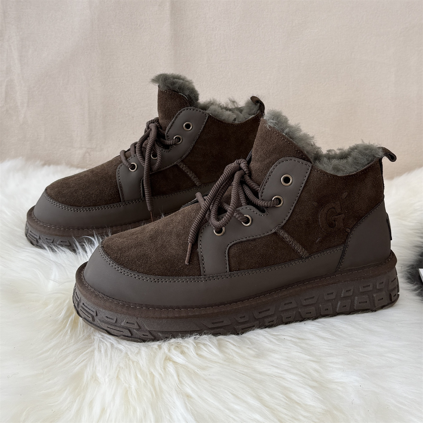 内里100%全羊毛！冬季系带男款雪地靴厚底保暖马丁靴帅气百搭棉靴,流行男鞋,时尚雪地靴,淘宝优惠券,粉丝福利购,淘宝优惠卷