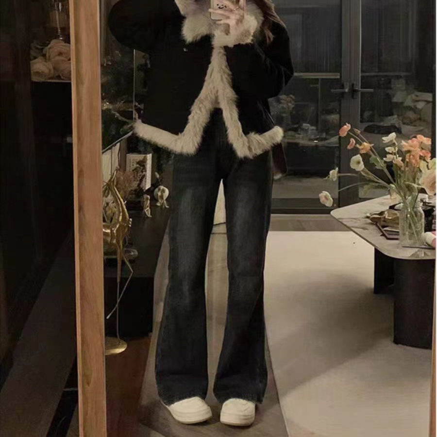 春季新款高级感领边加绒可拆卸短款皮衣外套K#16