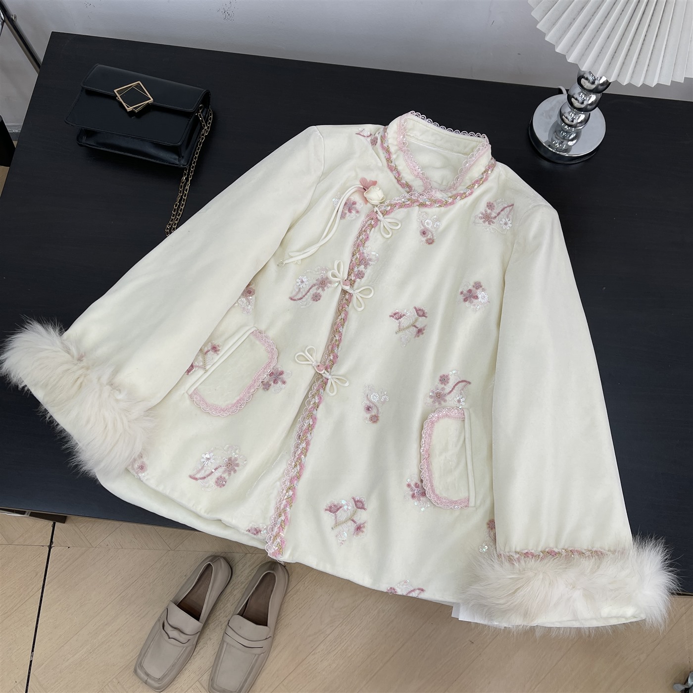 【青】羽绒新中式国风盘扣外套秋冬新款设计感宽松减龄上衣 A#24