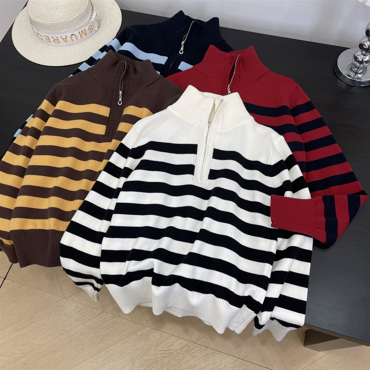 针织衫套头长袖条纹显瘦直筒百搭时尚小众2025冬季女 L#2