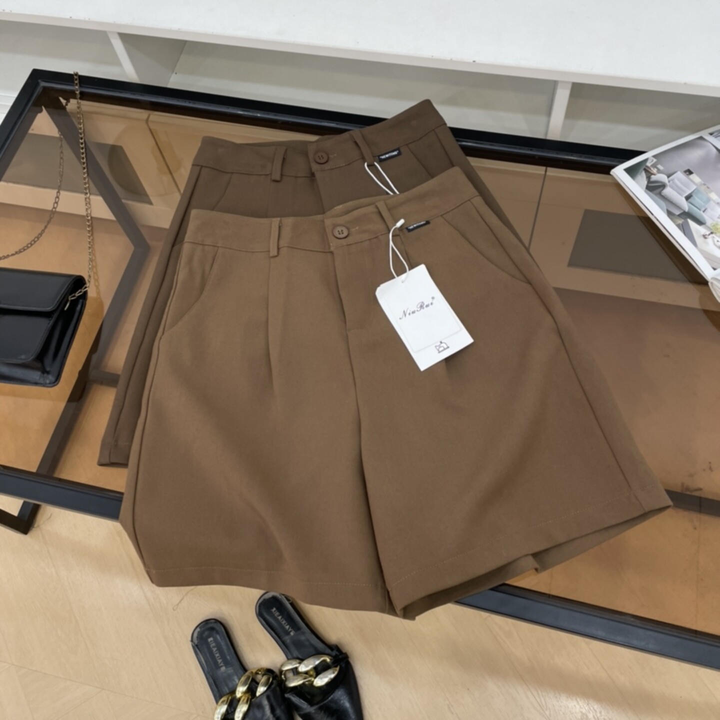 纯色短裤女2026新款高腰显瘦阔腿设计感休闲百搭短裤A#23