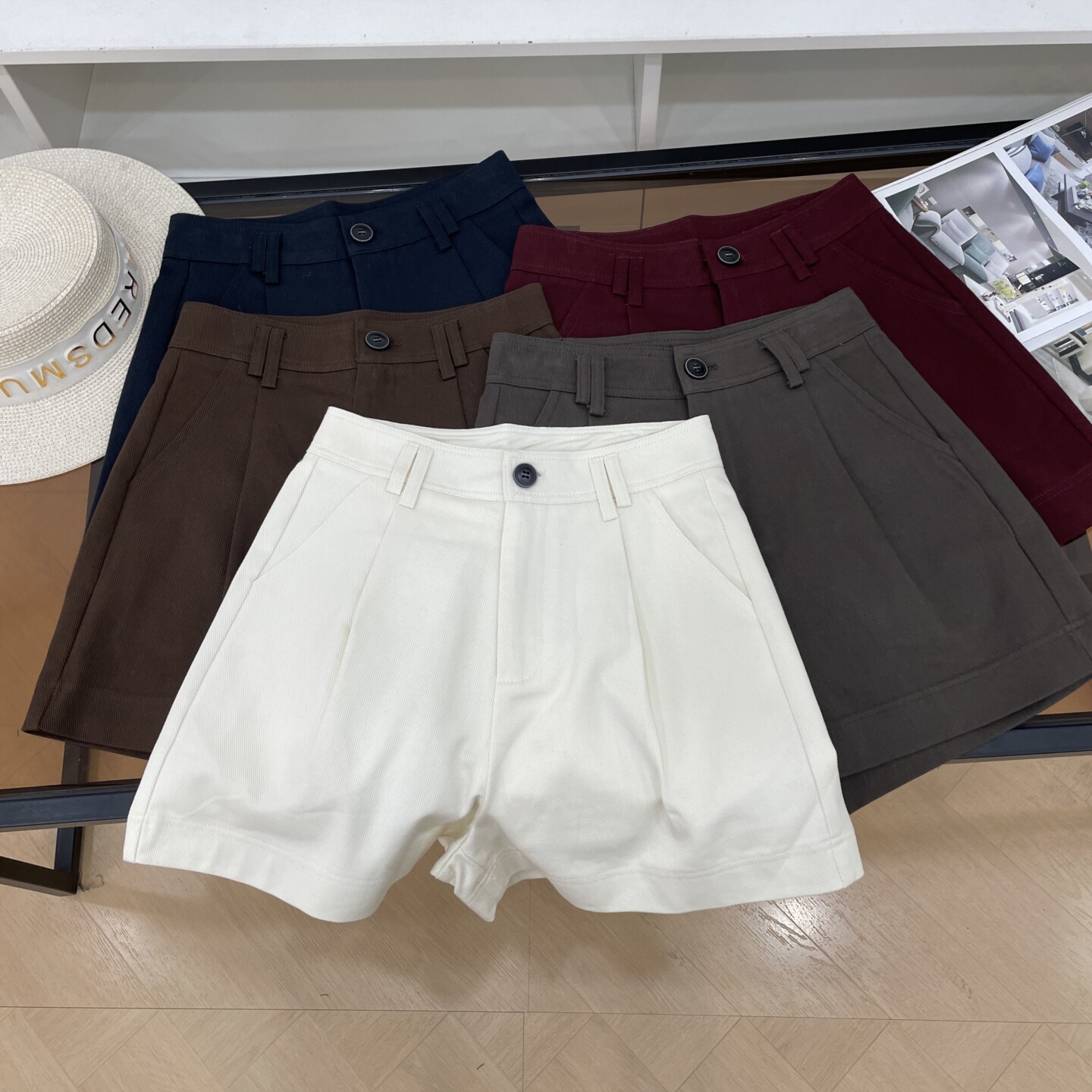 休闲裤时尚新款百搭时尚通勤百搭高腰阔腿短款女 K#21