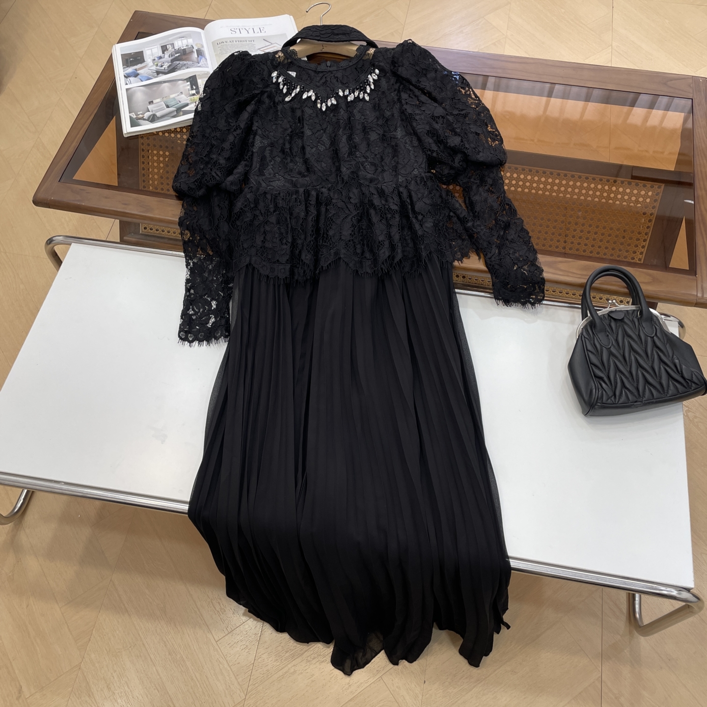 连衣裙圆领小众时尚2025高腰休闲直筒类似拼接长裙女 K#18