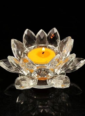 家用莲花底座水晶酥油灯底座蜡座