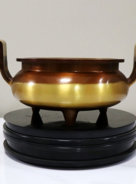 宣德炉纯铜仿古黄铜家用亮面香炉