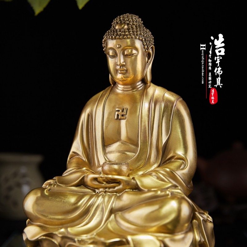 台湾祥狮纯铜佛像三宝佛本师释迦摩尼阿弥陀佛药师佛释尊世尊