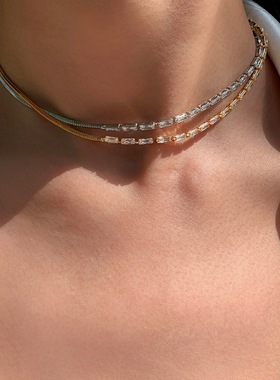 2022原创设计百搭简约气质项链拼接锆石个性ins夏季锁骨链配饰潮