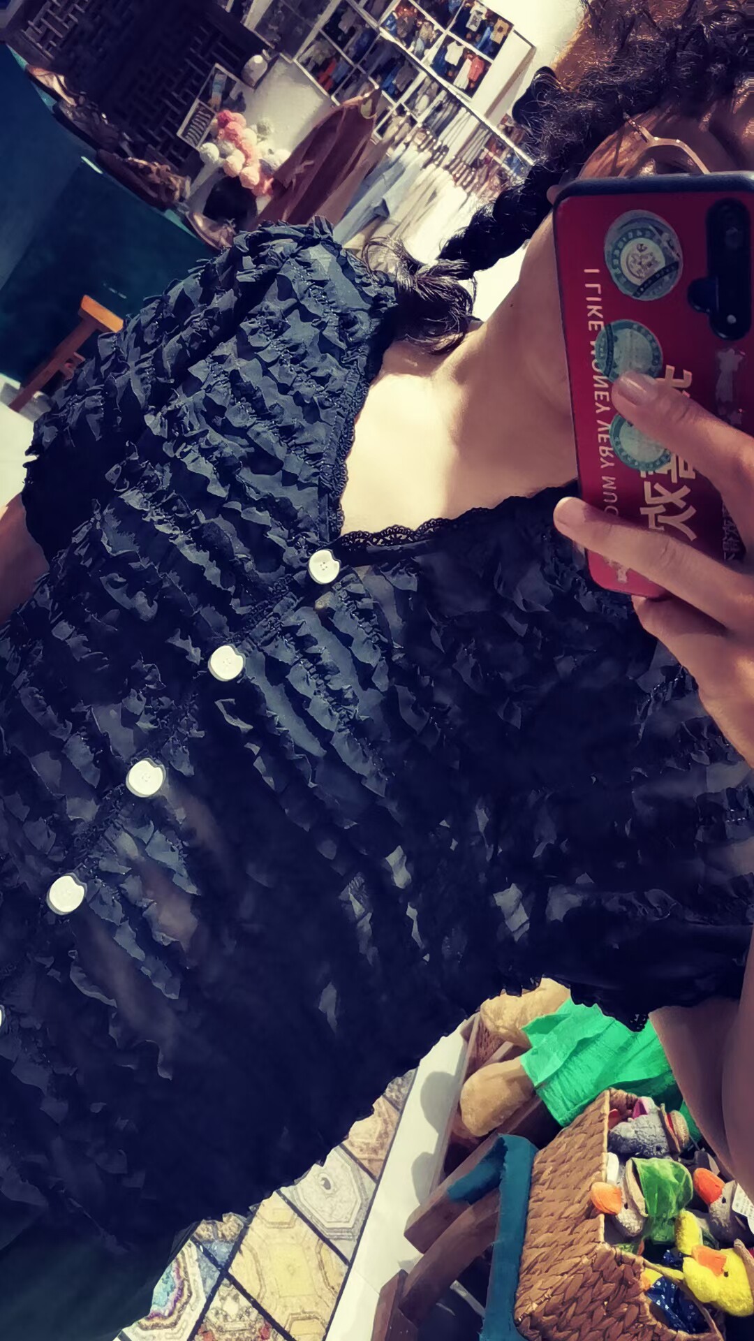 黑色蕾丝木耳边短袖女款上衣韩版宽松洋气上衣V领套头款衬衣潮