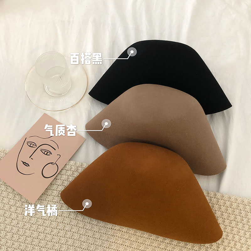 Real shot real price autumn and winter versatile cover face abstinence Department retro fabric medium bucket cap