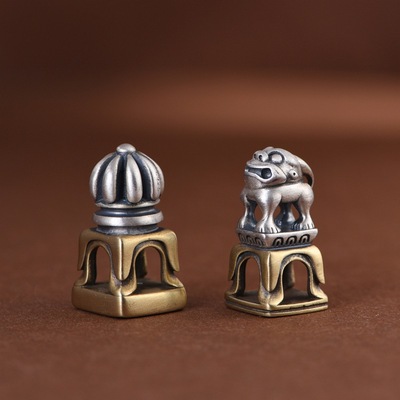 纯银文玩藏式印章手工编绳银配饰