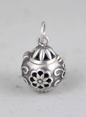 女款镂空可打开中式文艺范银吊坠