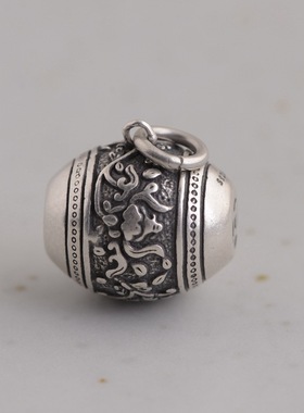 古银铺s925纯银复古富贵花开diy