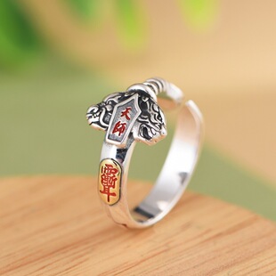 S925纯银复古男款戒指小众设计雨渐耳天师剑个性时尚男士宝剑指环