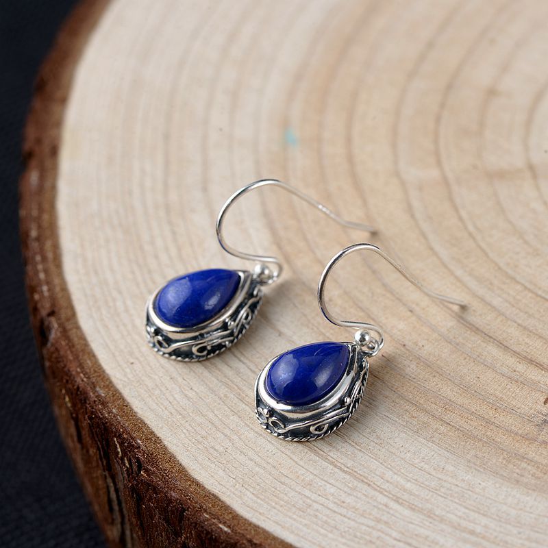 青金石银耳饰耳环纯银民族风女款