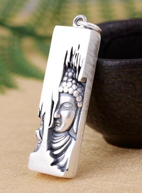 复古哑光泰银民族风弥勒佛银吊坠