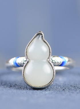 银戒指香囊和田玉可打开复古女款