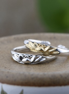 纯银戒指复古工艺开口设计银指环