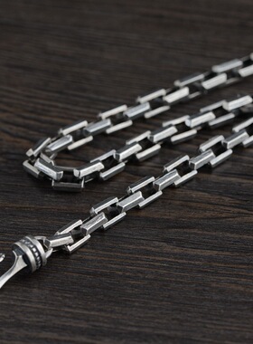 纯银男款复古工艺霸气大气古巴链